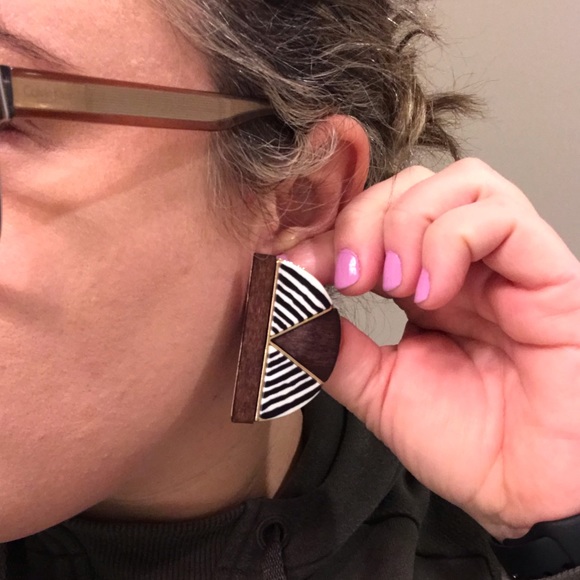 Mixed-Media Half Moon Tribal Stud - Picture 8 of 8